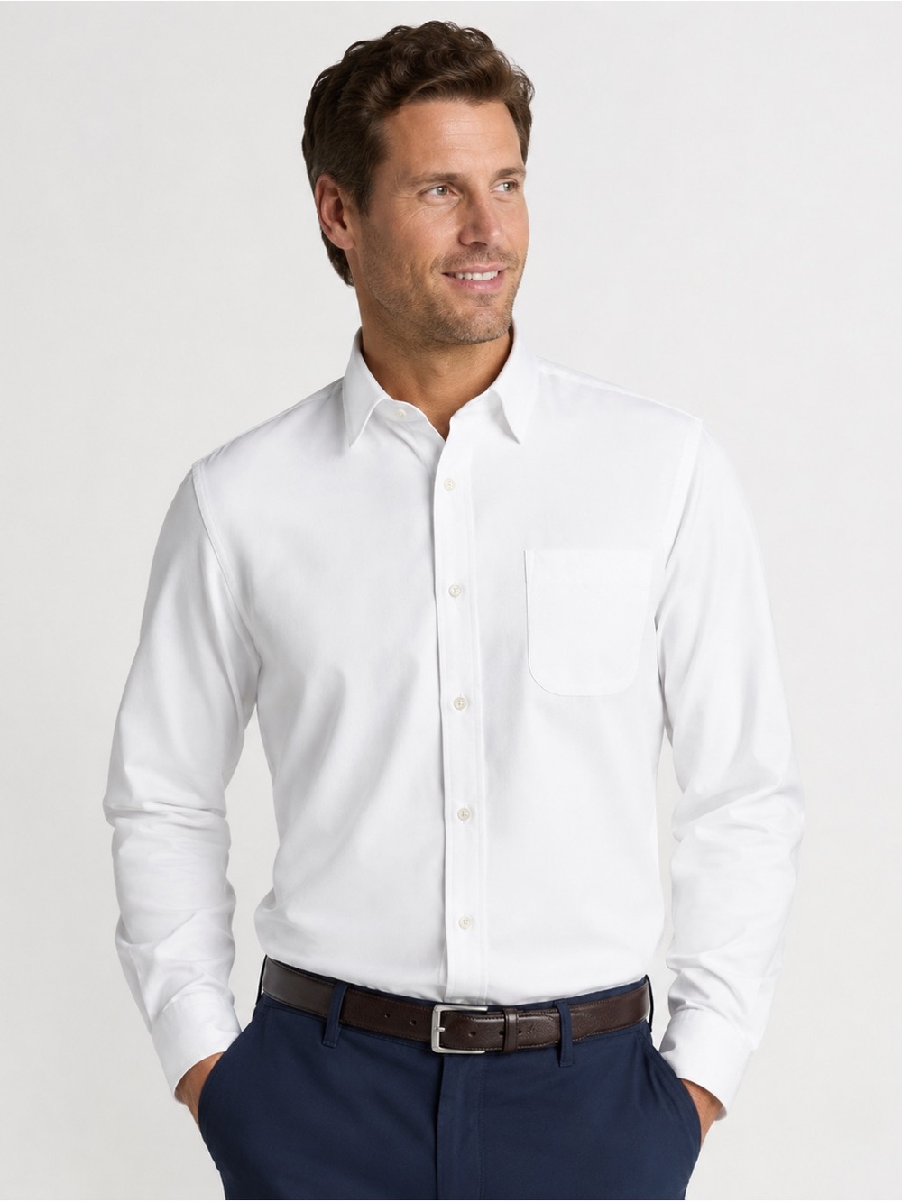 Peter Millar NanoLuxe Easy Care White Dress Shirt XL 100% Cotton Button Front